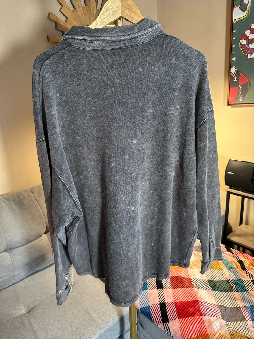 PINK Victoria's Secret Heather Gray Shacket Jacket Button Up Sweatshirt - Picture 5 of 5